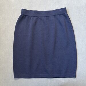 St John Basics‎ Skirt Womens 6 Navy Santana Knit Pencil Y2K Vintage Made In USA